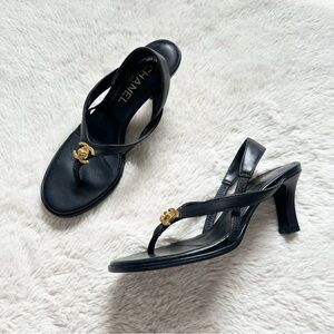 Chanel CC Turnlock Thong Sandals